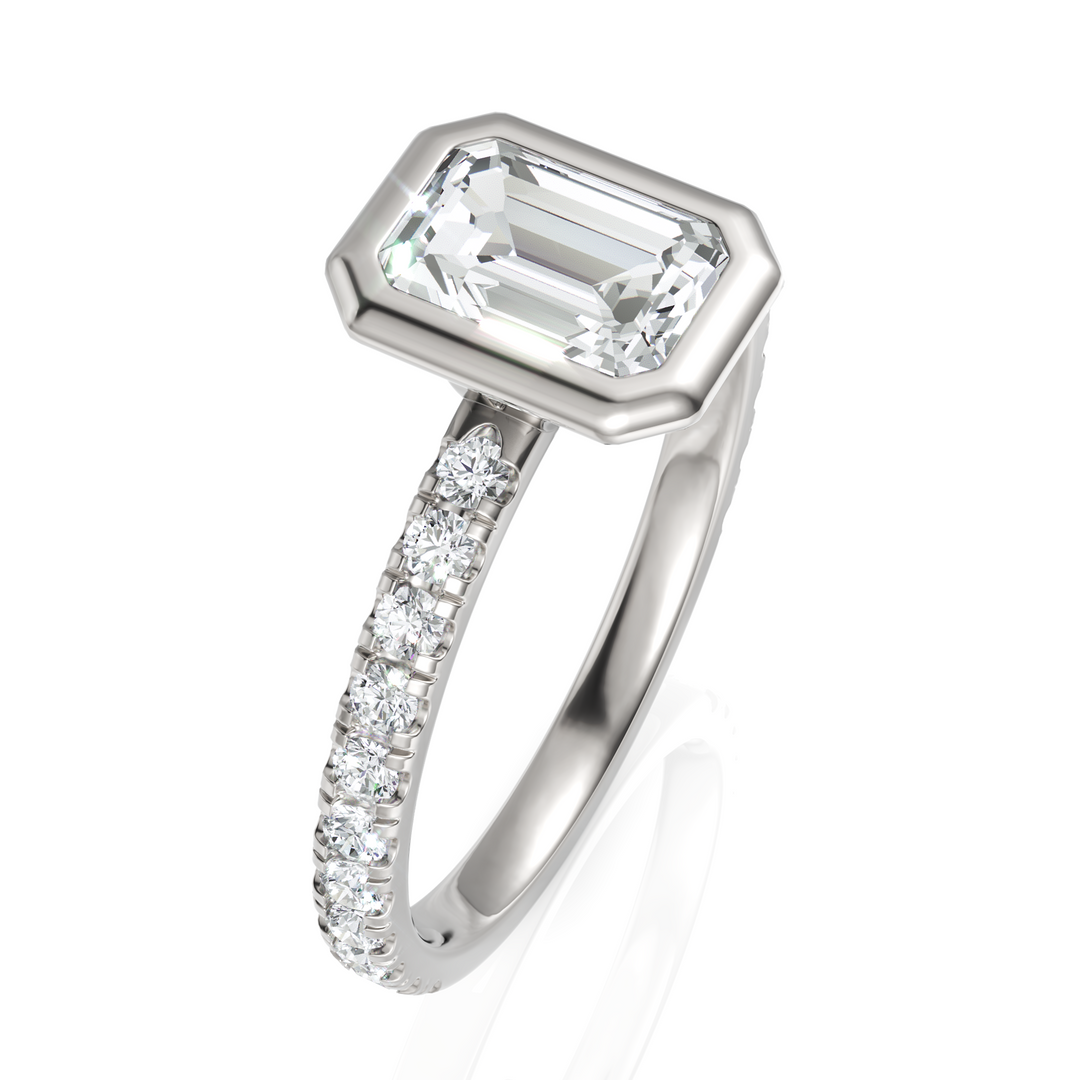 Bezel Set Emerald Cut Solitaire Engagement Ring (1.00 CT. Solitaire)