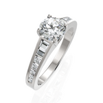 Load image into Gallery viewer, Emmey Diamond Solitaire &amp; Tapered Ring With 1.00 Ct. Round Cut Diamond