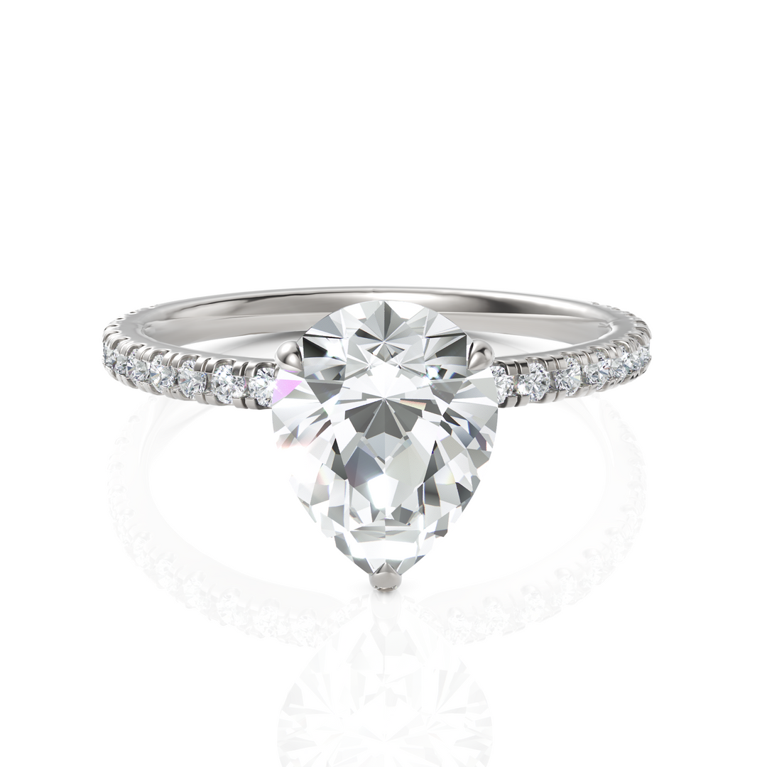 Dropping Pear Cut Solitaire Diamond Ring (2.00 CT. Pear Cut)