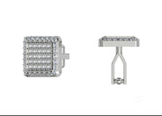 Square Halo Studded Cufflinks With Round Cut Diamonds (White Gold)
