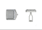 Load image into Gallery viewer, Square Halo Studded Cufflinks With Round Cut Diamonds (White Gold)