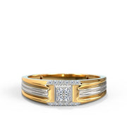 Fanciable Round Cut Diamond Ring With Yellow Gold & White Gold For Men
