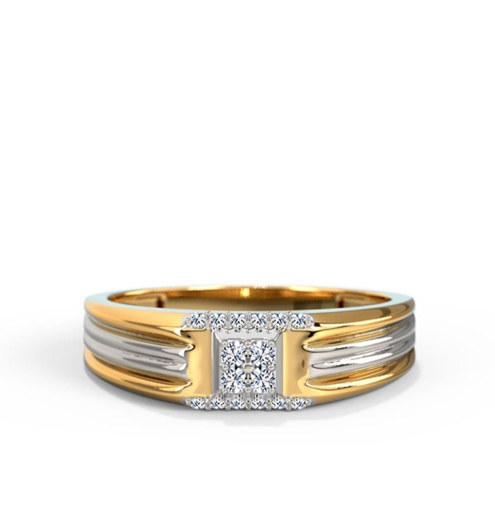 Fanciable Round Cut Diamond Ring With Yellow Gold For Men