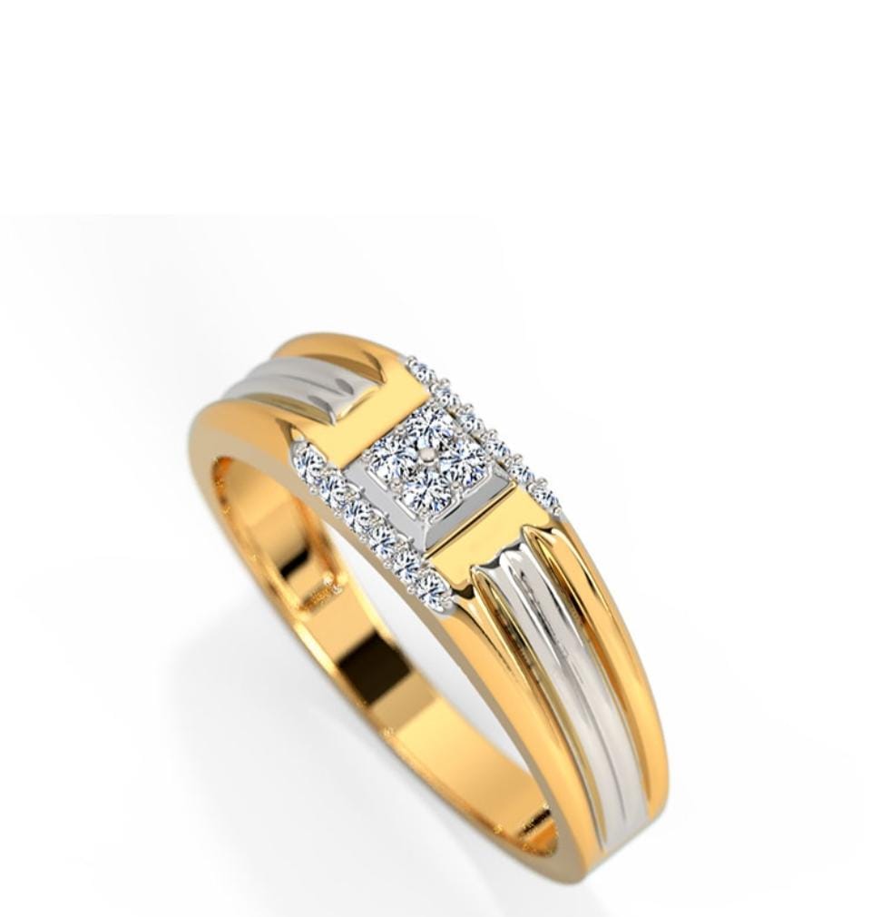Fanciable Round Cut Diamond Ring With Yellow Gold For Men