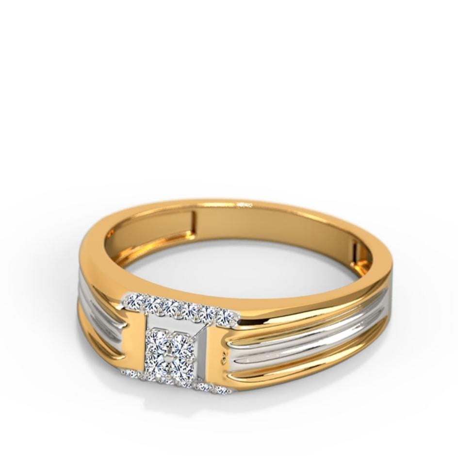 Fanciable Round Cut Diamond Ring With Yellow Gold For Men