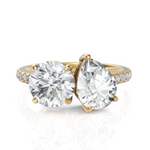 Load image into Gallery viewer, Round Cut &amp; Pear Cut Diamond Toi Et Moi Engagement Ring (1.50 Ct. Each Diamond)