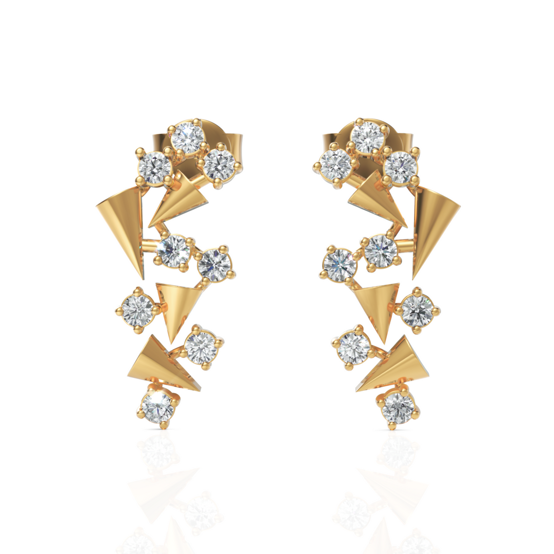 The Falling Pyramid Diamond Earrings