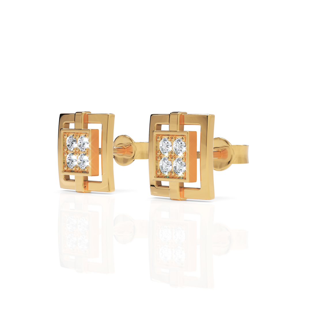 Elite Square Diamond Stud Earrings