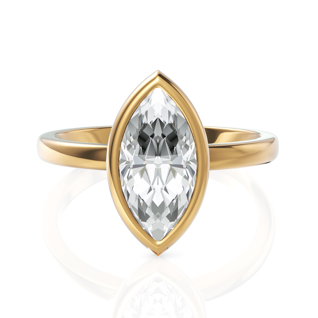 Striking Marquise Cut Diamond Solitaire Ring With Bezel Set (1.50 CT.)