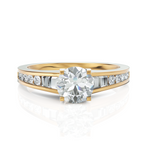Load image into Gallery viewer, Emmey Diamond Solitaire &amp; Tapered Ring With 1.00 Ct. Round Cut Diamond