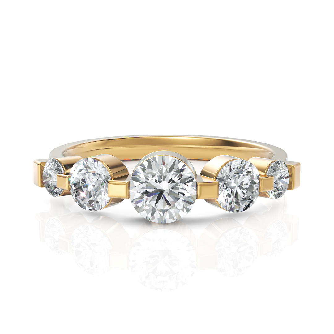 Olympius 5 Stone Round Cut Diamond Ring