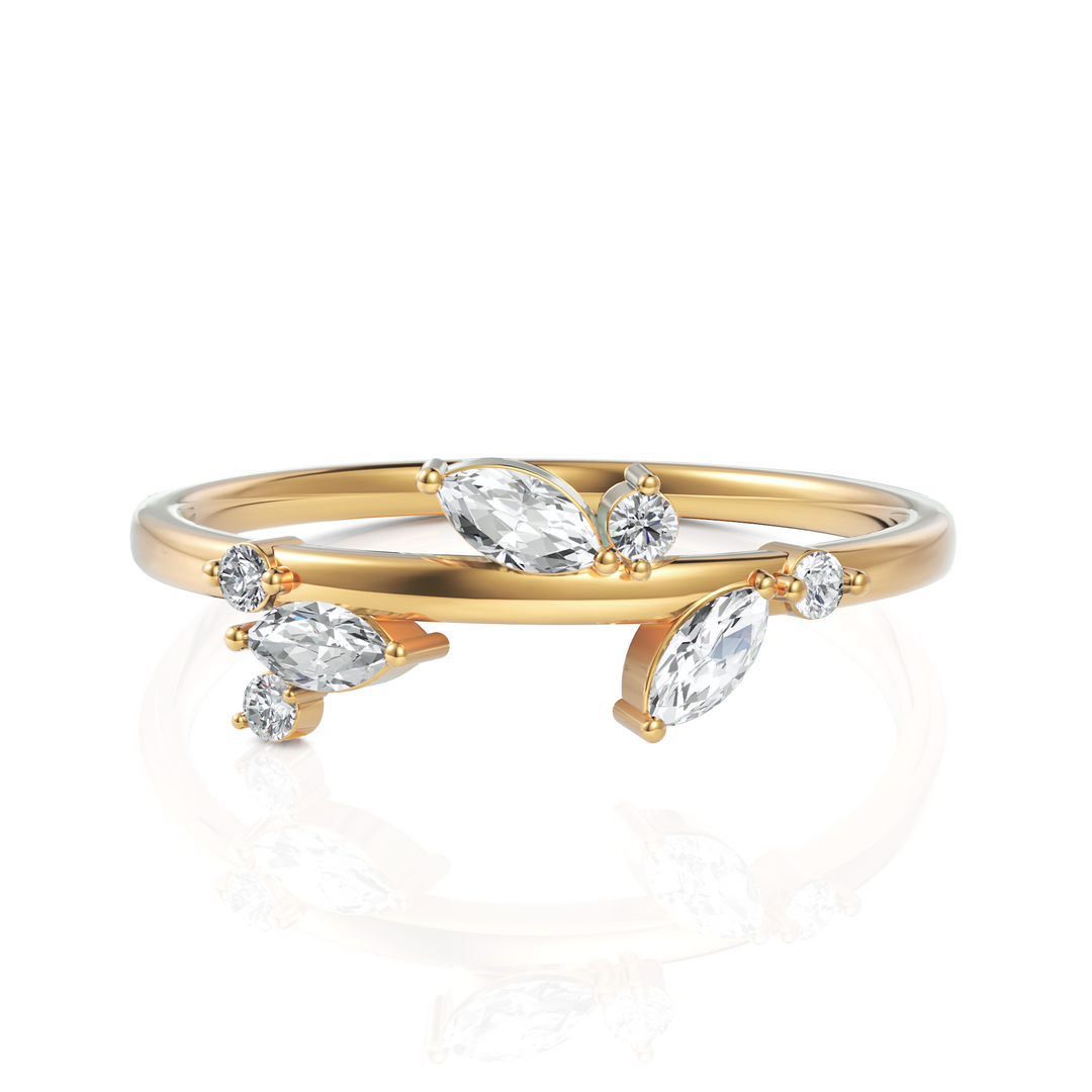 Petal Diamond Ring With Round Cut & Marquise Cut Diamond