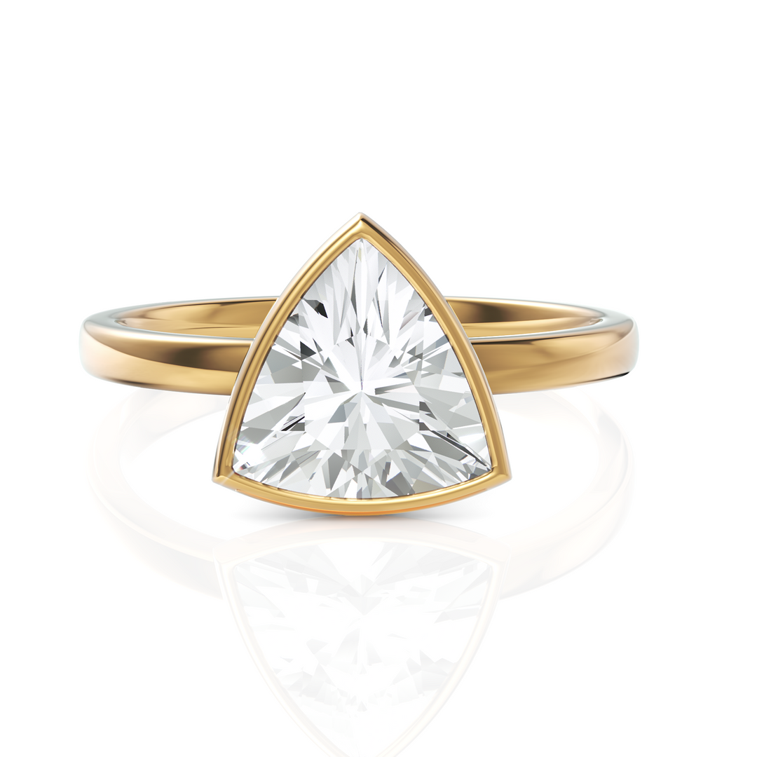 Trillion Cut Solitaire Diamond Ring With Bezel Set