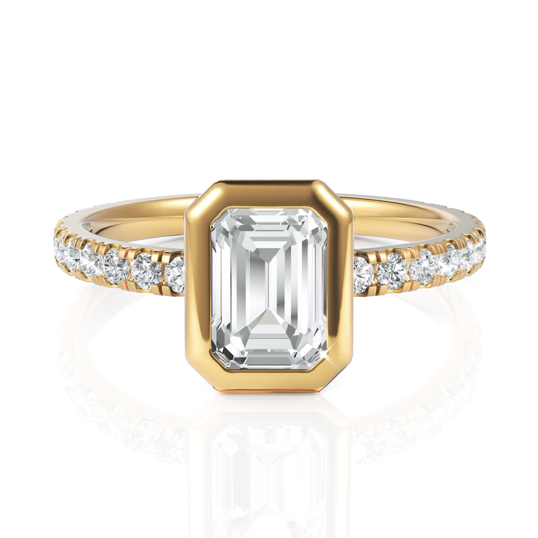 Bezel Set Emerald Cut Solitaire Engagement Ring (1.00 CT. Solitaire)