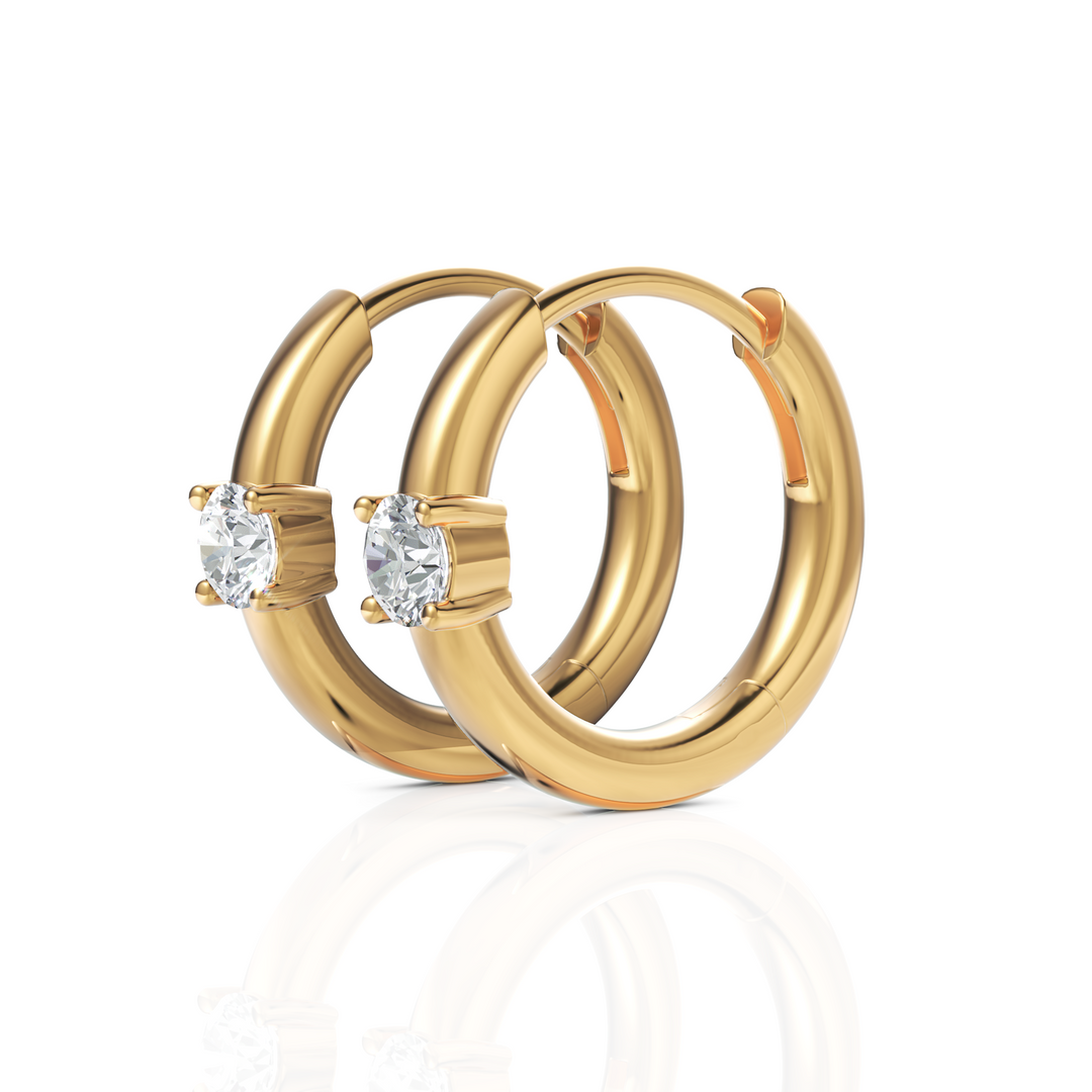 Sparkling Isolated Diamond Huggie Hoops