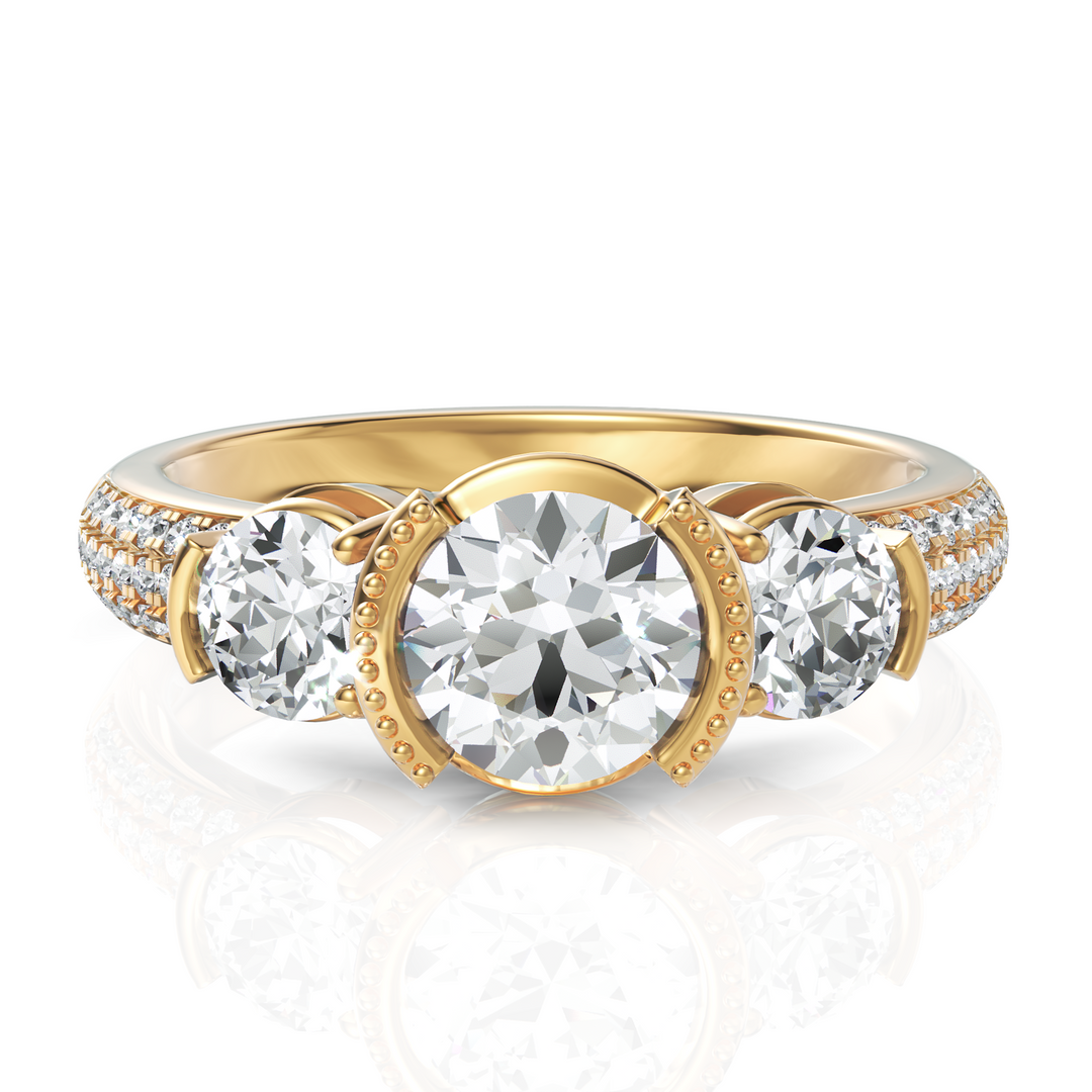 Blooming Three Solitaire Diamond Wedding Ring