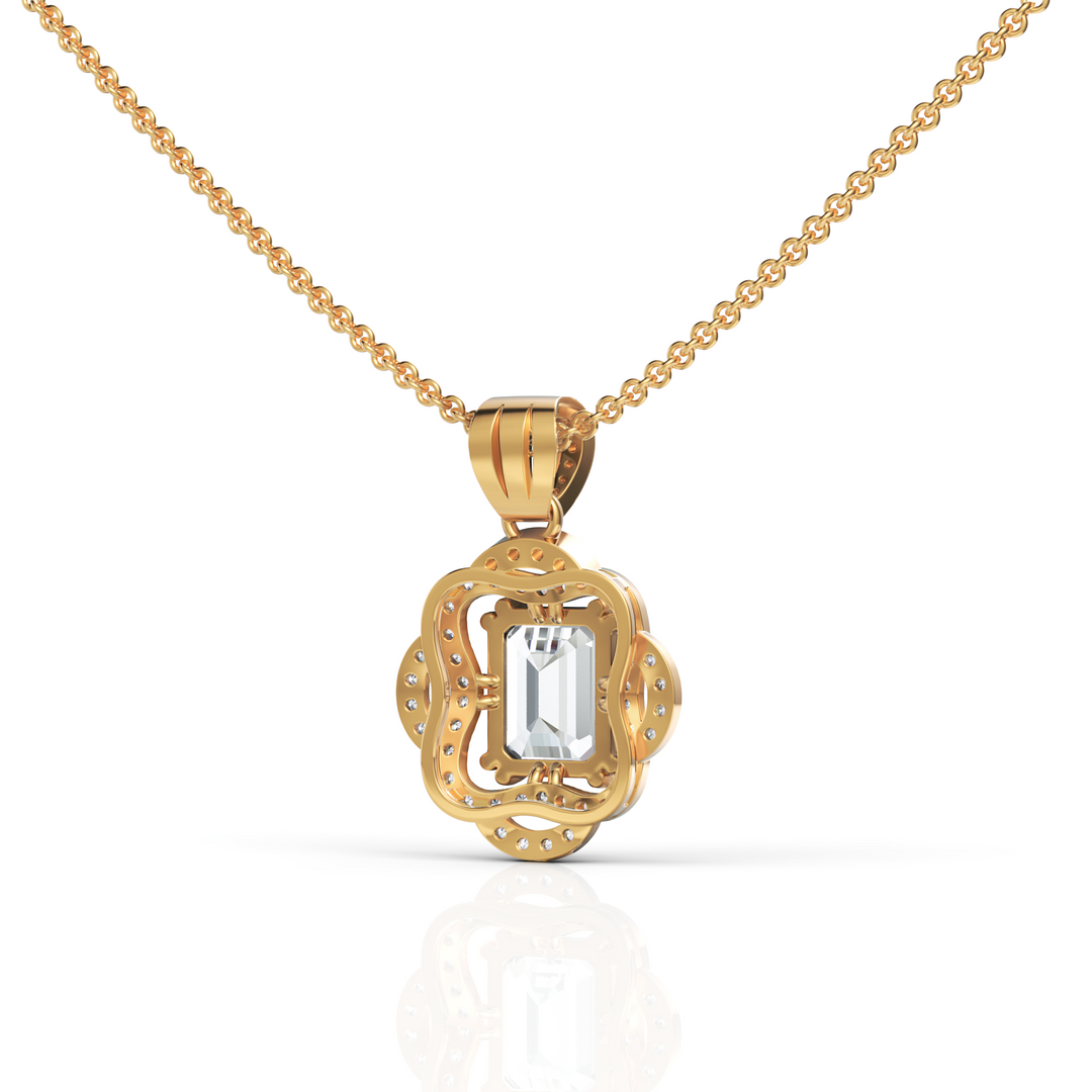 Remarkable Emerald Cut Diamond Accompanied By Round Cut Diamond Pendant (Emerald 2.00 Ct.) (Neck Chain Is Not A Part Of The Product And Can Be Bought Separately)