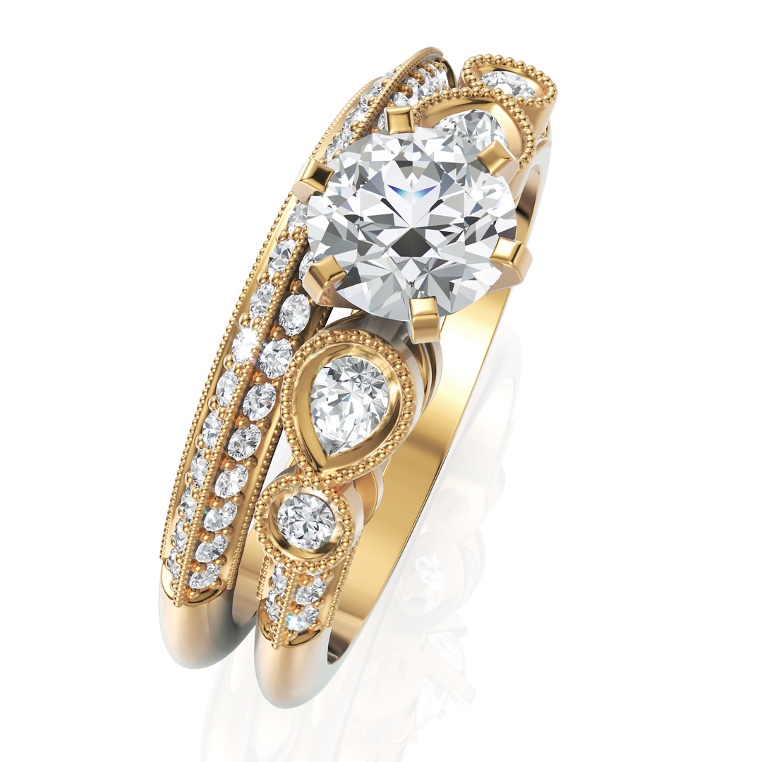 Sunshine Solitaire Diamond Bridal Ring Set