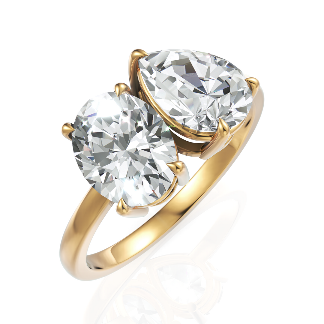 Oval Cut & Pear Cut Toi Et Moi Solitaire Diamond Ring (1.50 CT. Each Diamond)