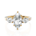 Load image into Gallery viewer, Classic Three Stone Marquise Cut &amp; Pear Cut Diamond Solitaire Ring (1.50 CT. Marquise Cut)
