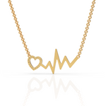 Load image into Gallery viewer, Heart Beat Zig Zag With Heart Round Cut Diamond Necklace