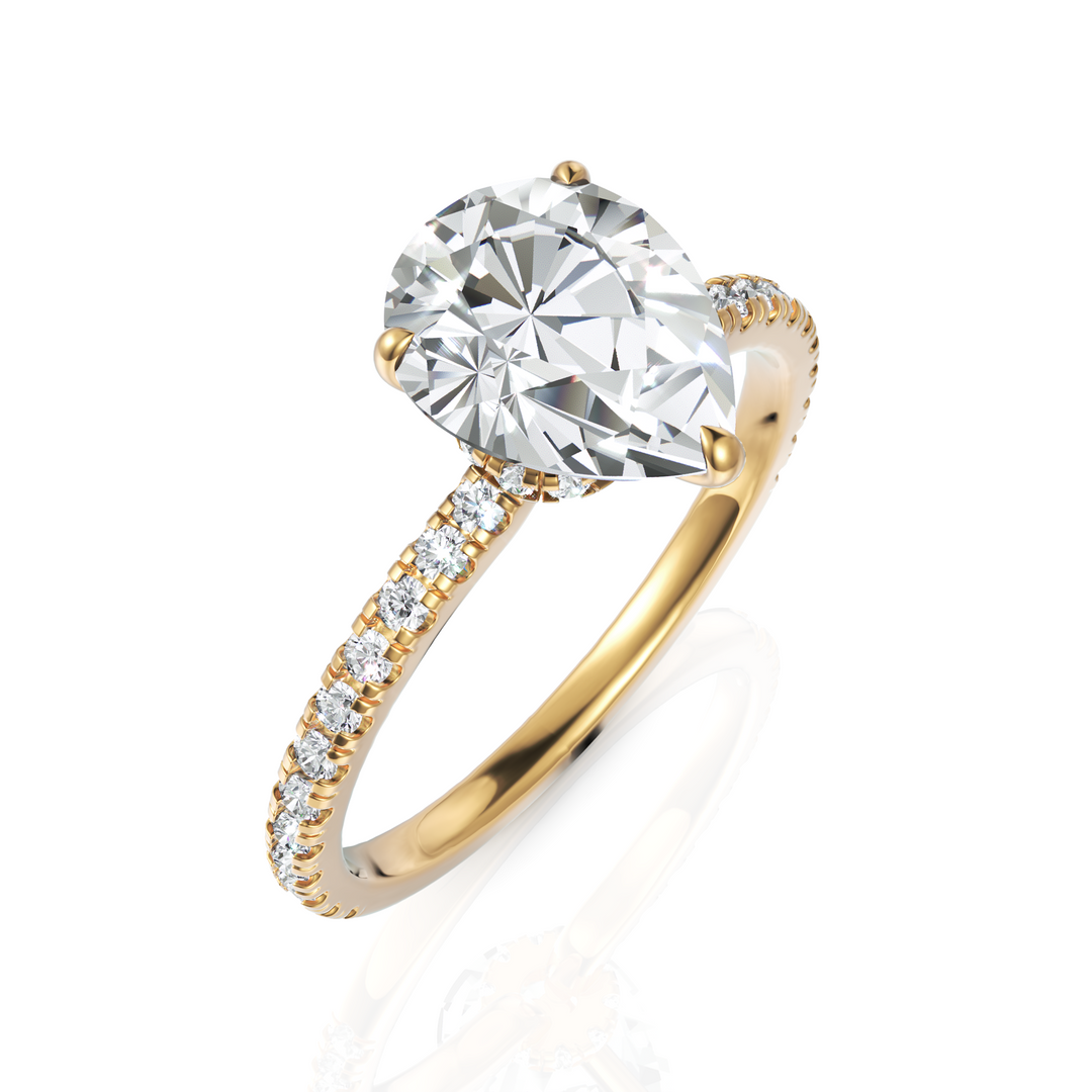 Dropping Pear Cut Solitaire Diamond Ring (2.00 CT. Pear Cut)