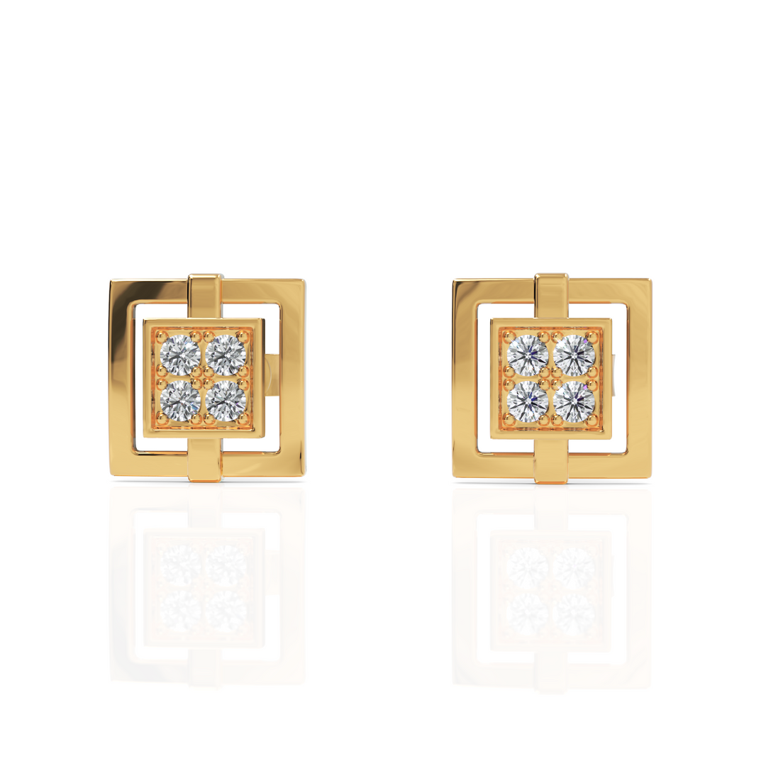 Elite Square Diamond Stud Earrings