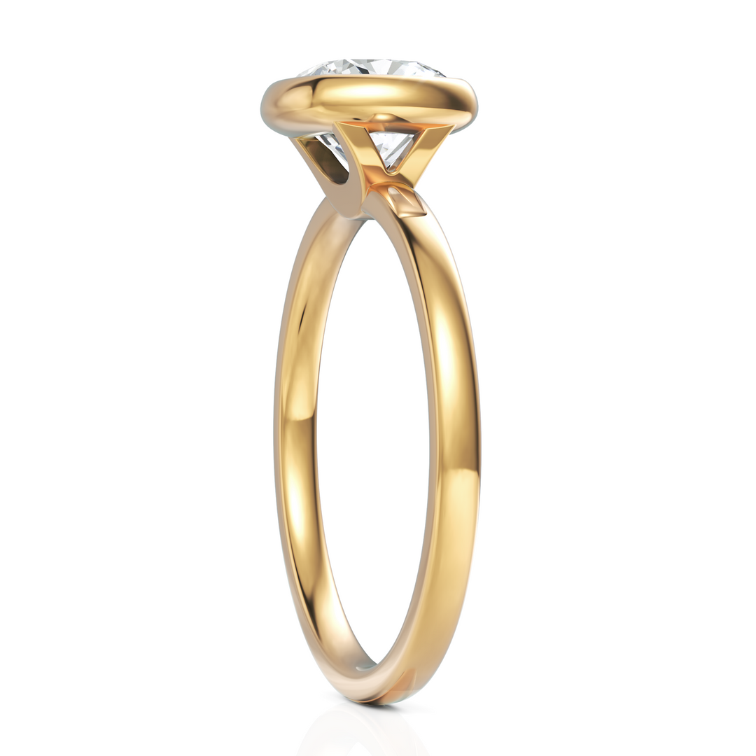 Pleasant Cushion Cut Diamond solitaire Ring With Bezel Set (1.50 CT.)