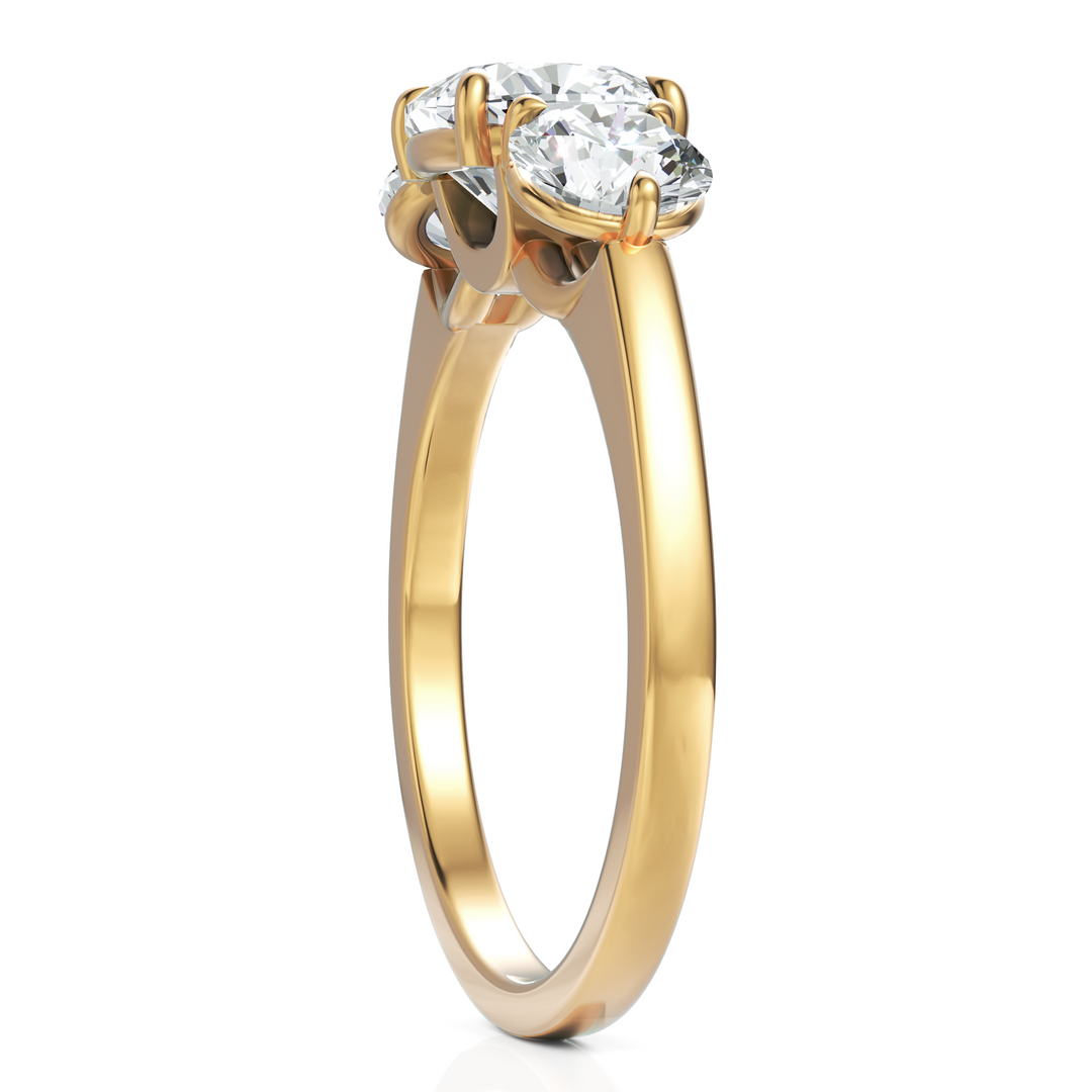 Three Stone solitaire Ring With Cushion Cut & Round Cut Diamond (1.50 CT. Cushion Cut)