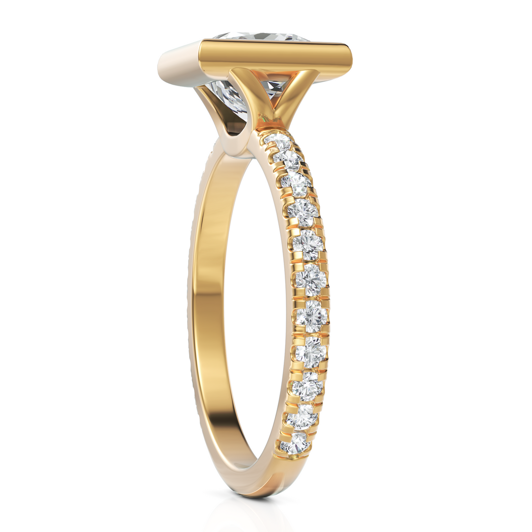 Charming Princess Cut Diamond Solitaire Ring With Bezel Set (2.00 CT. Princess Cut)