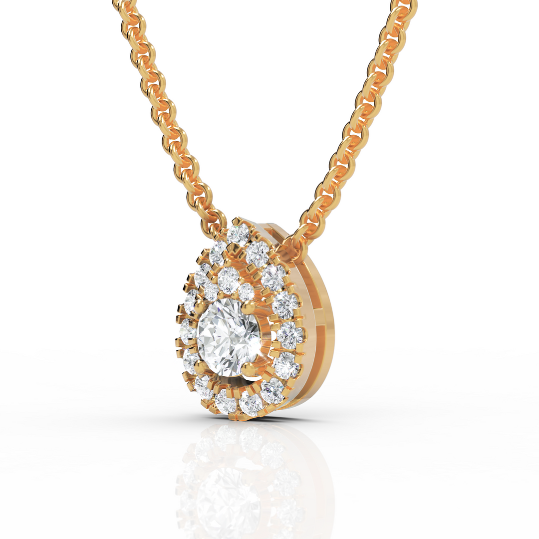 Classic Pear Shape Round Cut Diamond Necklace