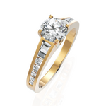 Load image into Gallery viewer, Emmey Diamond Solitaire &amp; Tapered Ring With 1.00 Ct. Round Cut Diamond