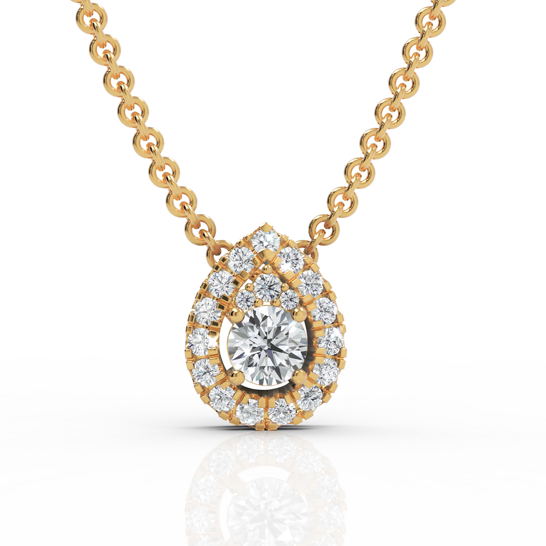 Classic Pear Shape Round Cut Diamond Necklace