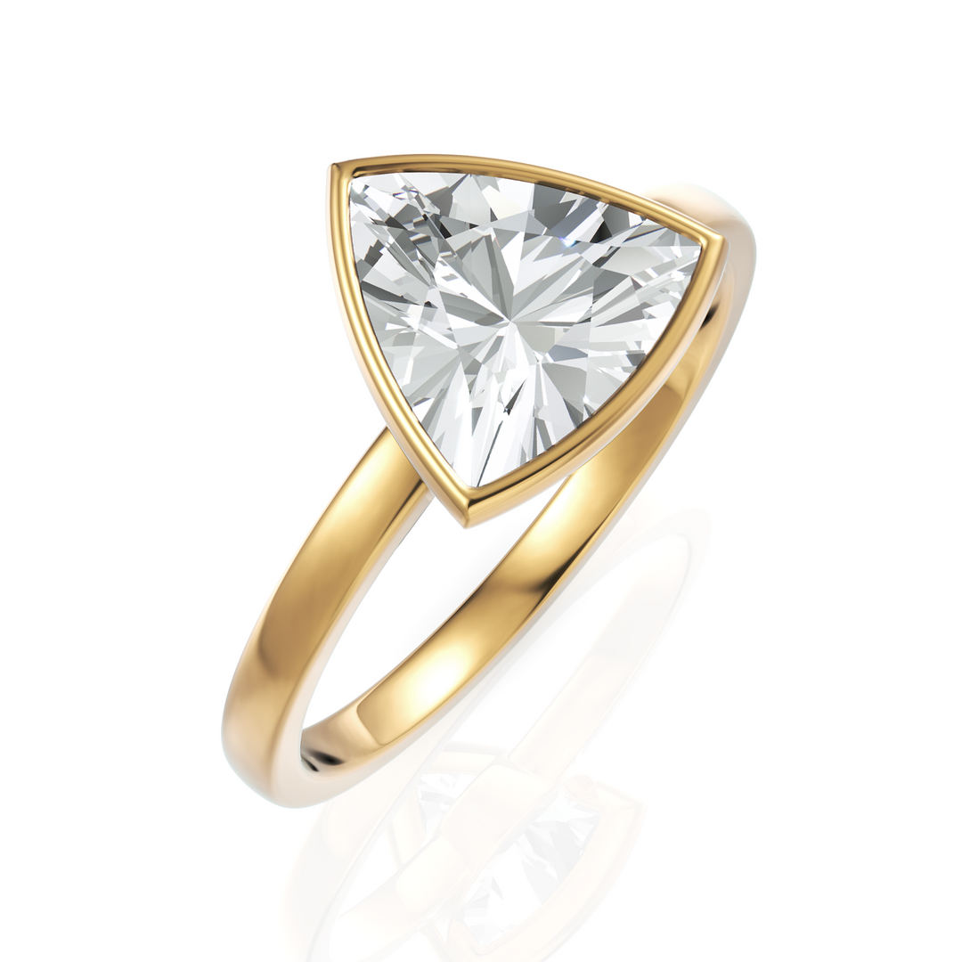 Trillion Cut Solitaire Diamond Ring With Bezel Set (1.50 CT.)