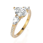 Load image into Gallery viewer, Brilliant Three Stone Pear Cut Diamond Engagement Ring (Center Stone 1.50 CT.)
