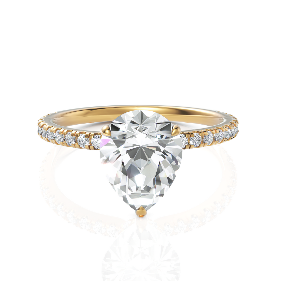 Dropping Pear Cut Solitaire Diamond Ring (2.00 CT. Pear Cut)