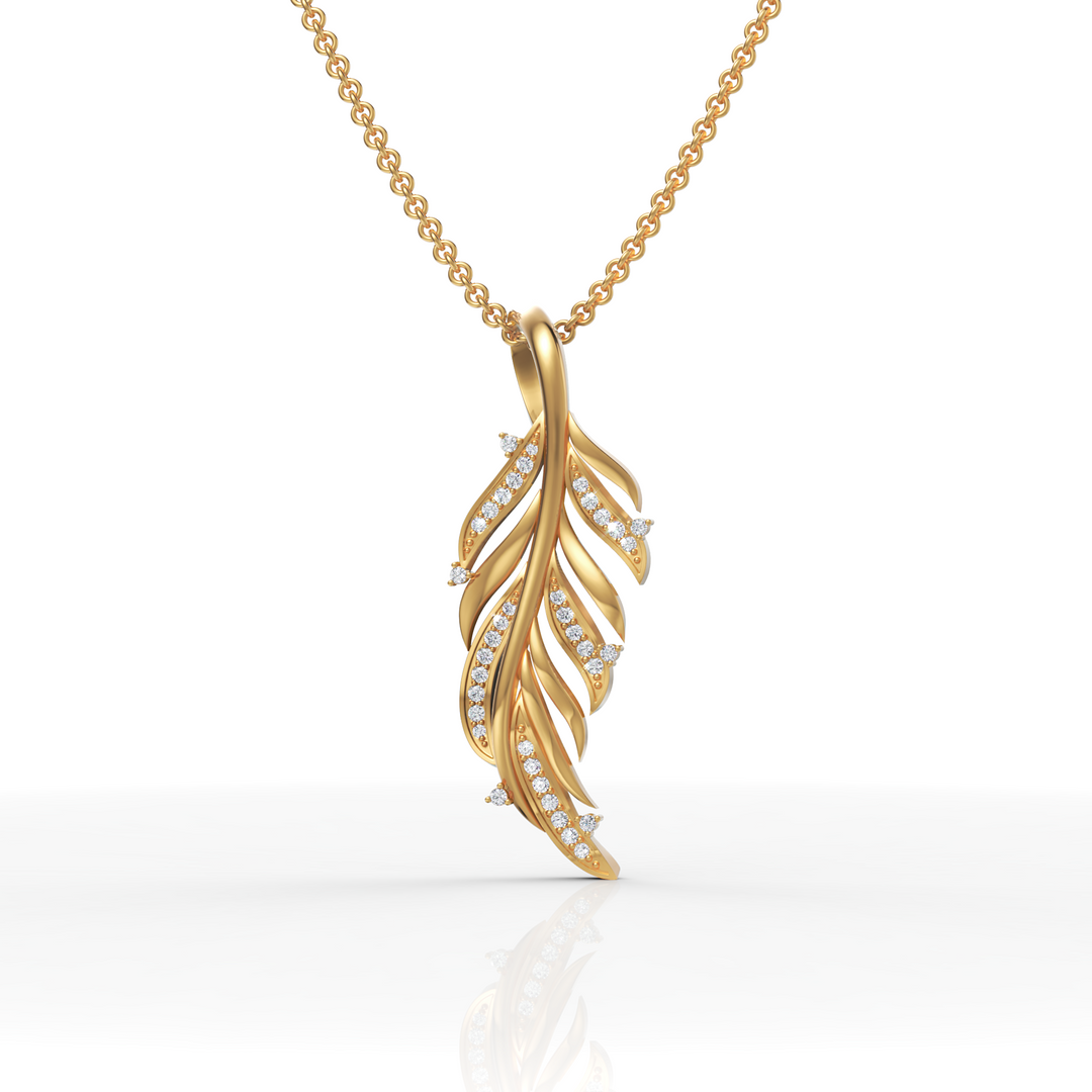 Tendril Fern Diamond Pendant ( Neck Chain Is Not A Part Of The Product And Can Be Bought Separately )