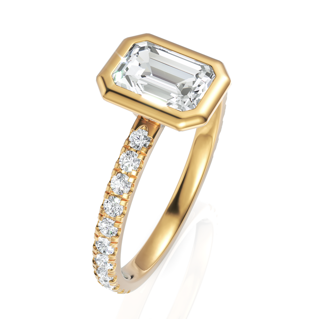 Bezel Set Emerald Cut Solitaire Engagement Ring (1.00 CT. Solitaire)