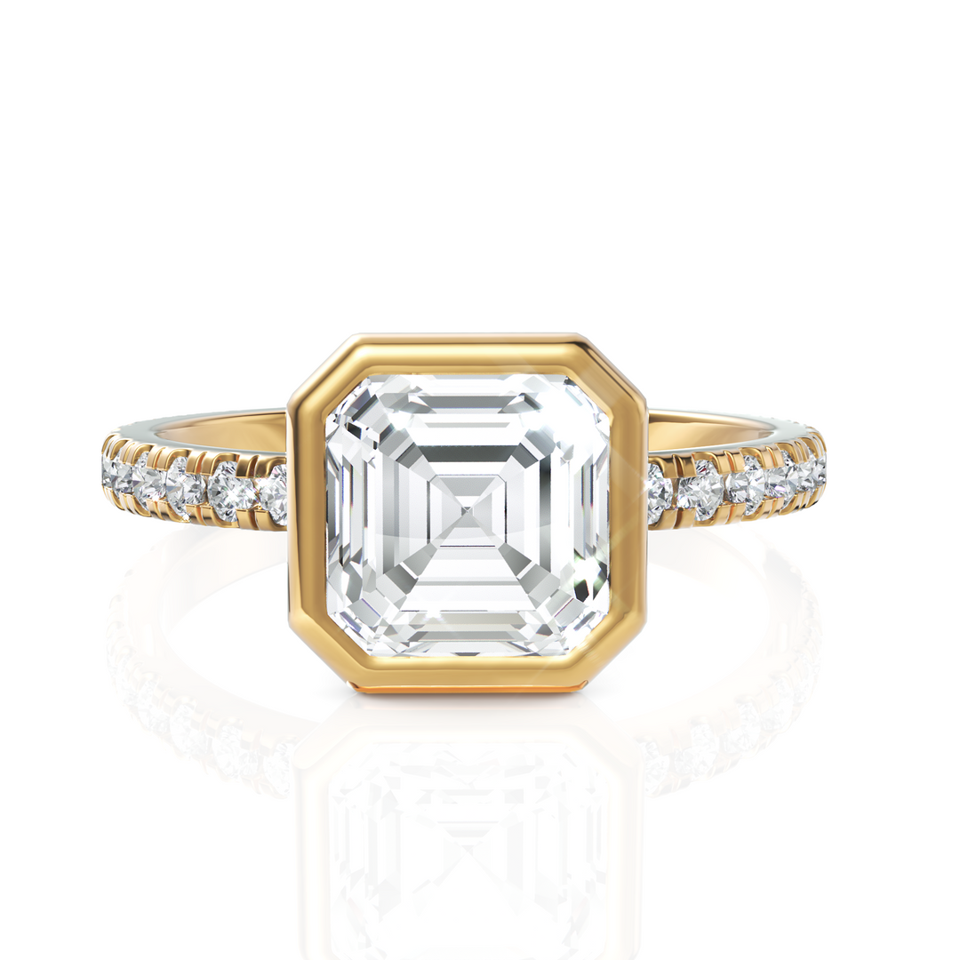 Lustre Asscher Cut Diamond Solitaire Ring With Bezel Setting (2.00 CT. Asscher Cut)