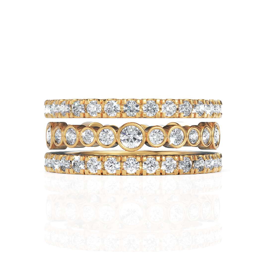 Trio Separate Diamond Eternity Wedding Bands