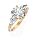 Load image into Gallery viewer, Enamel Three Stone Diamond Ring With One Oval Cut &amp; Two Pear Cut Diamonds (1.50 CT. Oval Cut)
