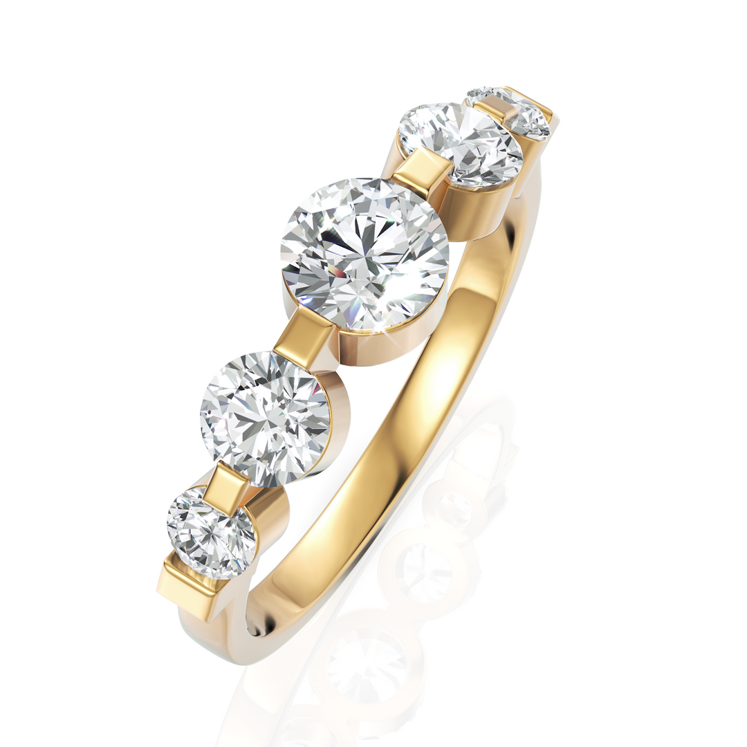 Olympius 5 Stone Round Cut Diamond Ring