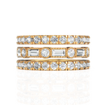 Load image into Gallery viewer, 2.35 ctw Round &amp; Baguette Diamond Multi-Row Band in Solid Gold