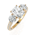 Load image into Gallery viewer, Delightful Three Stone solitaire Diamond ring With Radiant Cut &amp; Round Cut Diamonds (1.50 CT. Radiant Cut)