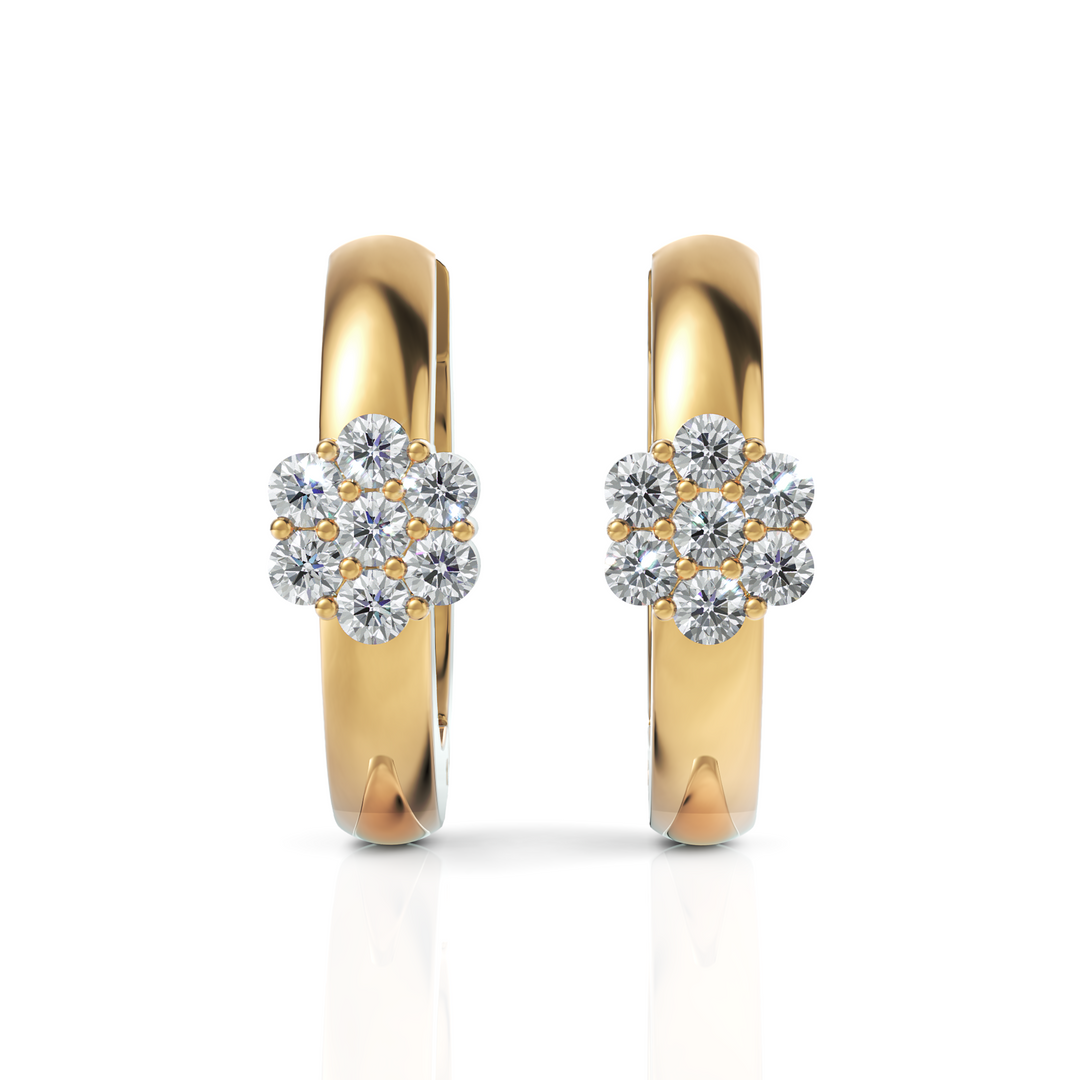 Seven Stone Charming Diamond Hoop Earrings