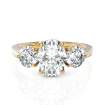 Load image into Gallery viewer, Enchant Three Stone With Oval Cut &amp; Round Cut Diamond Ring (1.50 CT. Oval CUT Diamond)
