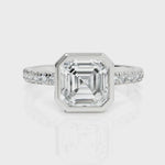 Load and play video in Gallery viewer, Lustre Asscher Cut Diamond Solitaire Ring With Bezel Setting (2.00 CT. Asscher Cut)
