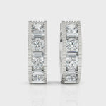 Load and play video in Gallery viewer, Elegant Baguette &amp; Round Cut Diamond Hoops
