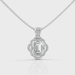 Load and play video in Gallery viewer, Remarkable Emerald Cut Diamond Accompanied By Round Cut Diamond Pendant (Emerald 2.00 Ct.) (Neck Chain Is Not A Part Of The Product And Can Be Bought Separately)
