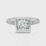 Load and play video in Gallery viewer, Charming Princess Cut Diamond Solitaire Ring With Bezel Set (2.00 CT. Princess Cut)
